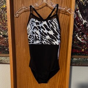 Child 12/14 strappy Animal Print leotard
